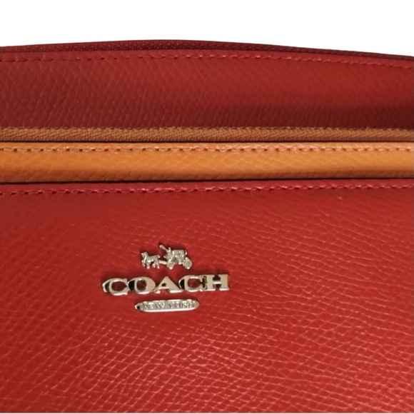 COACH East West Pop Up Pouch Crossbody Red Orange Pink - Picture 3 of 14